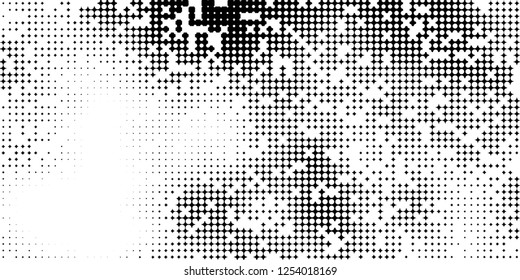 Abstract halftone pattern formed by black and white circles of different size.Vector illustration of a dotted background.