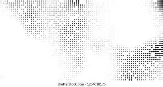 Abstract halftone pattern formed by black and white circles of different size.Vector illustration of a dotted background.
