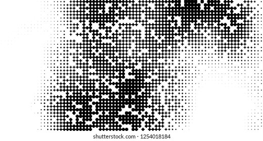 Abstract halftone pattern formed by black and white circles of different size.Vector illustration of a dotted background.