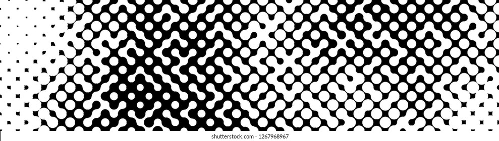 Abstract halftone pattern formed by black and white circles of different size.Vector illustration of a dotted background.