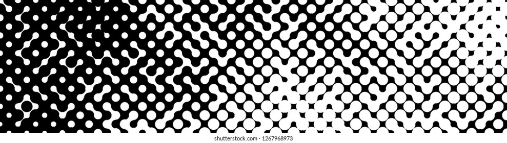 Abstract halftone pattern formed by black and white circles of different size.Vector illustration of a dotted background.
