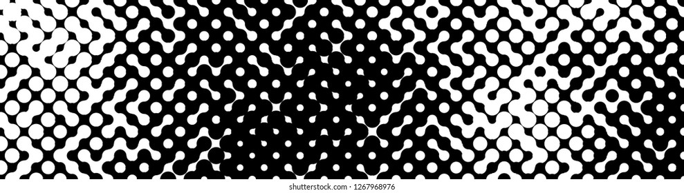 Abstract halftone pattern formed by black and white circles of different size.Vector illustration of a dotted background.