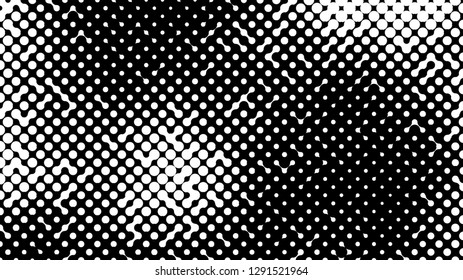 Abstract halftone pattern formed by black and white circles of different size.Vector illustration of a dotted background.