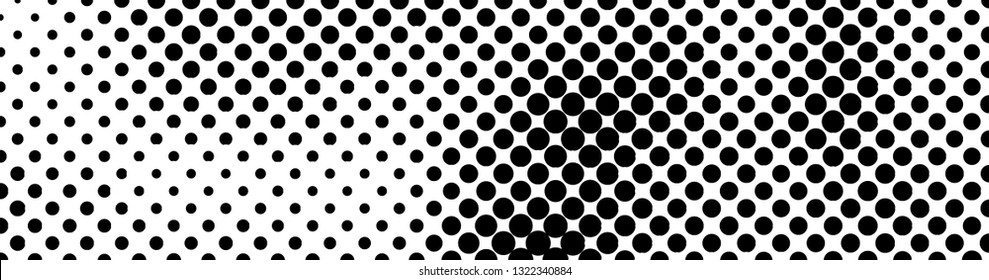 Abstract halftone pattern formed by black and white circles of different size.Vector illustration of a dotted background.