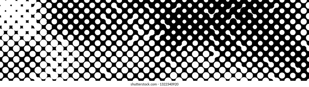 Abstract halftone pattern formed by black and white circles of different size.Vector illustration of a dotted background.