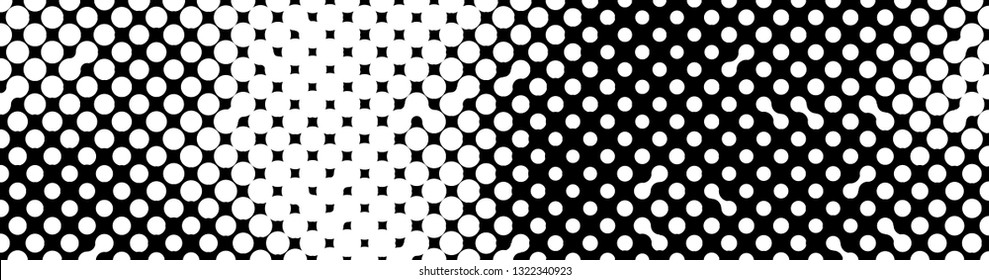 Abstract halftone pattern formed by black and white circles of different size.Vector illustration of a dotted background.