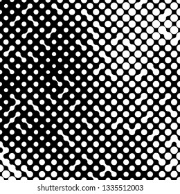 Abstract halftone pattern formed by black and white circles of different size.Vector illustration of a dotted background.