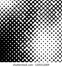 Abstract halftone pattern formed by black and white circles of different size.Vector illustration of a dotted background.