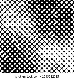 Abstract halftone pattern formed by black and white circles of different size.Vector illustration of a dotted background.