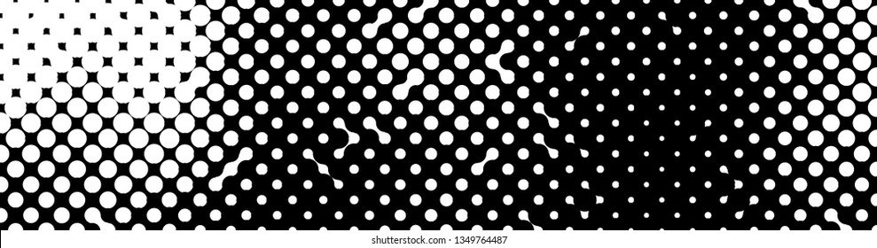 Abstract halftone pattern formed by black and white circles of different size.Vector illustration of a dotted background.