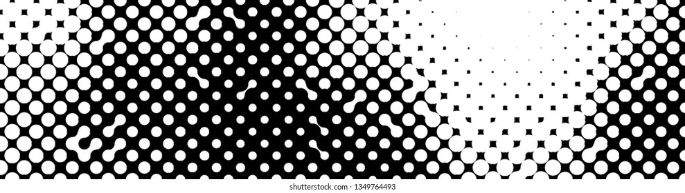 Abstract halftone pattern formed by black and white circles of different size.Vector illustration of a dotted background.