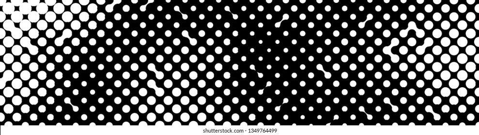 Abstract halftone pattern formed by black and white circles of different size.Vector illustration of a dotted background.