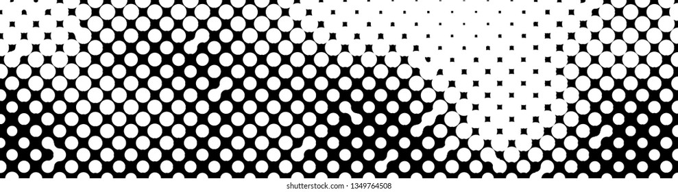 Abstract halftone pattern formed by black and white circles of different size.Vector illustration of a dotted background.