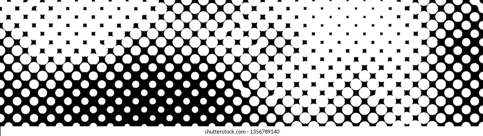 Abstract halftone pattern formed by black and white circles of different size.Vector illustration of a dotted background.