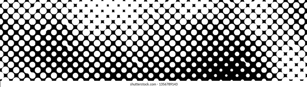 Abstract halftone pattern formed by black and white circles of different size.Vector illustration of a dotted background.