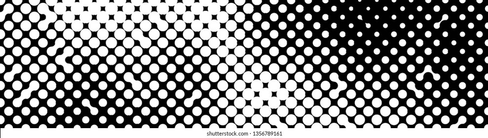 Abstract halftone pattern formed by black and white circles of different size.Vector illustration of a dotted background.