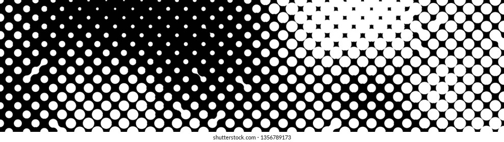 Abstract halftone pattern formed by black and white circles of different size.Vector illustration of a dotted background.