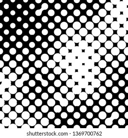 Abstract halftone pattern formed by black and white circles of different size.Vector illustration of a dotted background.