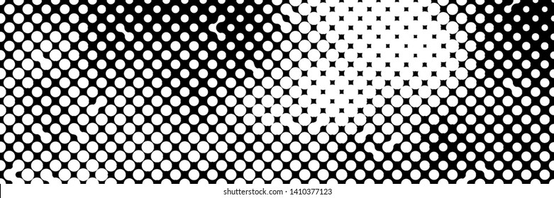 Abstract halftone pattern formed by black and white circles of different size.Vector illustration of a dotted background.