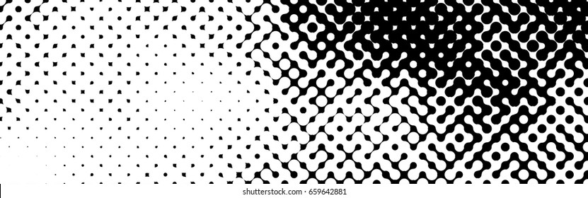 Abstract halftone pattern formed by black and white circles of different size.Vector illustration of a dotted background