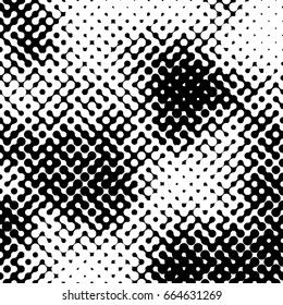 Abstract halftone pattern formed by black and white circles of different size.Vector illustration of a dotted background