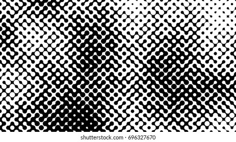 Abstract halftone pattern formed by black and white circles of different size.Vector illustration of a dotted background