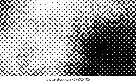 Abstract halftone pattern formed by black and white circles of different size.Vector illustration of a dotted background