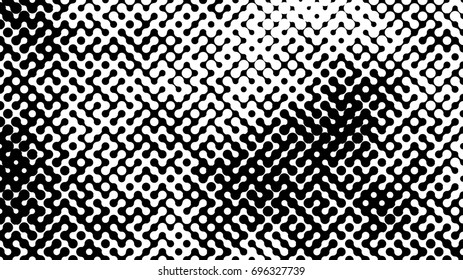 Abstract halftone pattern formed by black and white circles of different size.Vector illustration of a dotted background
