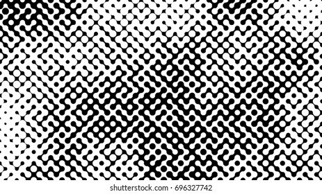 Abstract halftone pattern formed by black and white circles of different size.Vector illustration of a dotted background