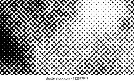 Abstract halftone pattern formed by black and white circles of different size.Vector illustration of a dotted background