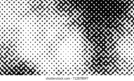 Abstract halftone pattern formed by black and white circles of different size.Vector illustration of a dotted background