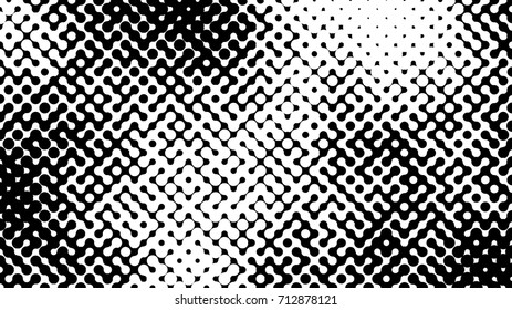 Abstract halftone pattern formed by black and white circles of different size.Vector illustration of a dotted background