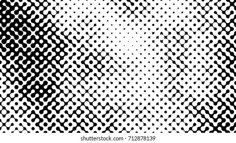 Abstract halftone pattern formed by black and white circles of different size.Vector illustration of a dotted background