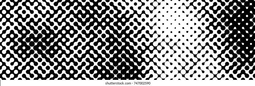 Abstract halftone pattern formed by black and white circles of different size.Vector illustration of a dotted background