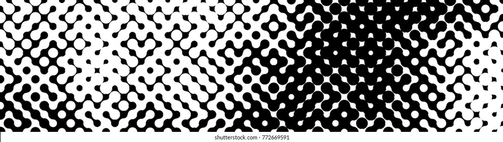 Abstract halftone pattern formed by black and white circles of different size.Vector illustration of a dotted background