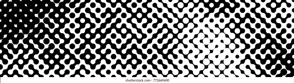 Abstract halftone pattern formed by black and white circles of different size.Vector illustration of a dotted background