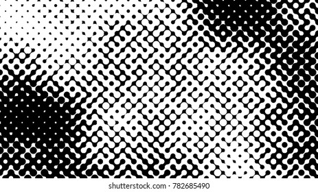 Abstract halftone pattern formed by black and white circles of different size.Vector illustration of a dotted background