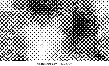 Abstract halftone pattern formed by black and white circles of different size.Vector illustration of a dotted background