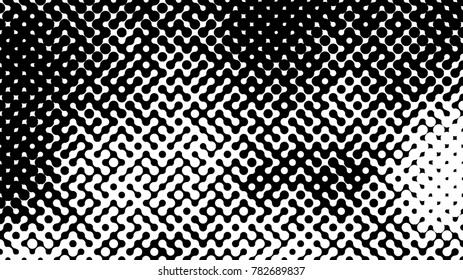 Abstract halftone pattern formed by black and white circles of different size.Vector illustration of a dotted background