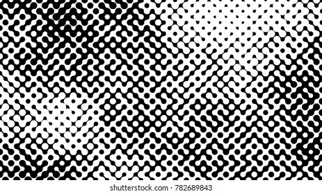 Abstract halftone pattern formed by black and white circles of different size.Vector illustration of a dotted background