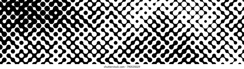 Abstract halftone pattern formed by black and white circles of different size.Vector illustration of a dotted background