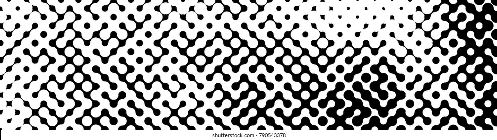 Abstract halftone pattern formed by black and white circles of different size.Vector illustration of a dotted background