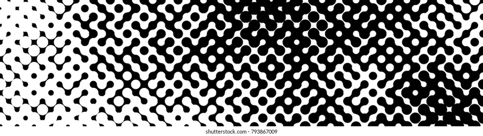 Abstract halftone pattern formed by black and white circles of different size.Vector illustration of a dotted background