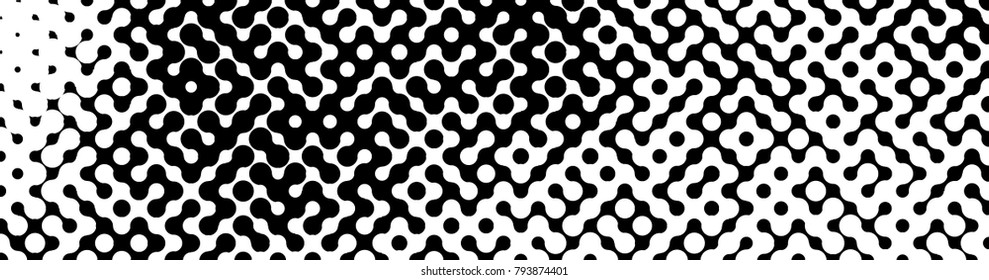 Abstract halftone pattern formed by black and white circles of different size.Vector illustration of a dotted background