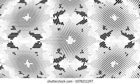 Abstract halftone pattern. Grunge halftone dots texture background. Black and white art pixels. Modern dotted vector illustration. Abstract wavy lines. Points backdrop. Wide image