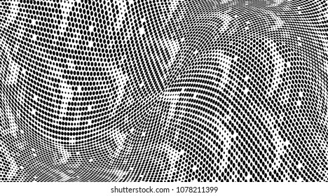 Abstract halftone pattern. Grunge halftone dots texture background. Black and white art pixels. Modern dotted vector illustration. Abstract wavy lines. Points backdrop. Wide image