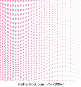 Abstract halftone pattern with hearts for Valentine's Day. Vector halftone background for design banners, posters, business projects, pop art texture, covers.