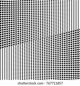 Abstract halftone pattern with hearts for Valentine's Day. Vector halftone background for design banners, posters, business projects, pop art texture, covers.