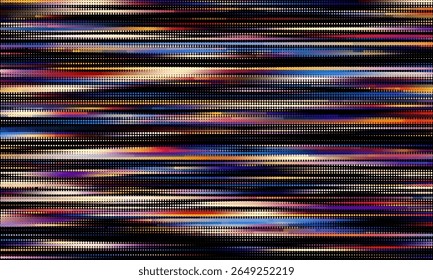 Abstract halftone pattern with horizontal blurry lines for modern dynamic designs. Retro inspired dotted pattern with fade effect