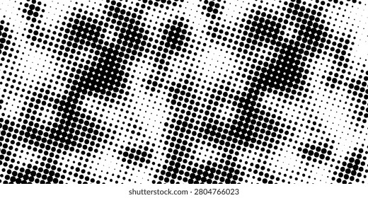 Abstract halftone pattern; modern black and white texture; gradually changing dot sizes; gradient effect; pop art comic style; retro vintage background; graphic design element; contemporary illustration.